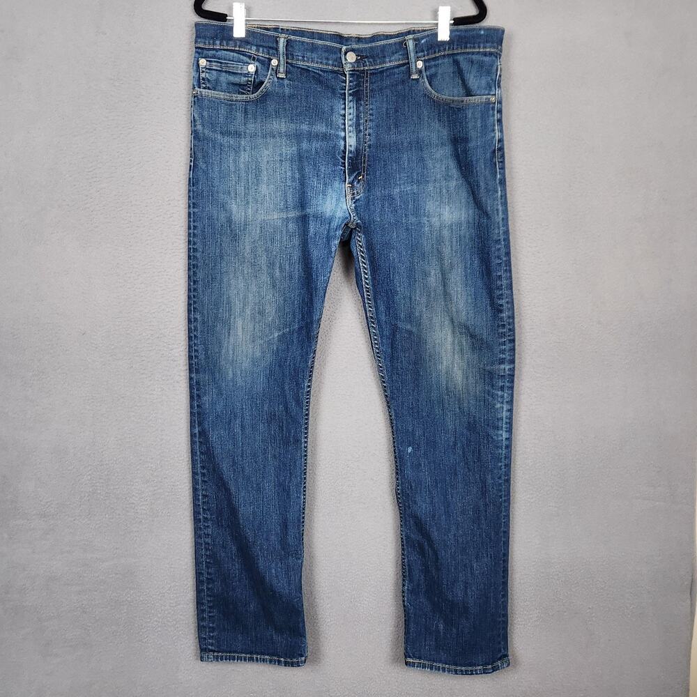 Levis 513 Jeans Mens 38x32 Blue Slim Straight Stretch Denim Zip Fly Medium Wash